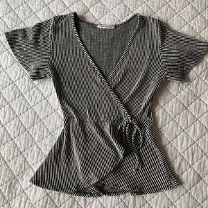 Black & White Striped Tie Top